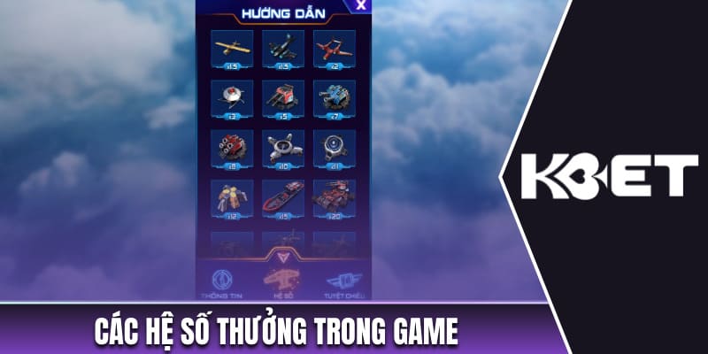 Các hệ số thưởng trong game